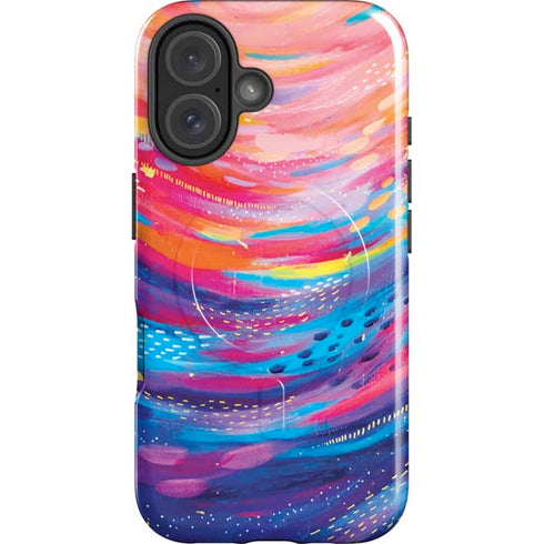 Rainbow Wave Brush Stroke by Etta Vee iPhone 16 Plus Magsafe Impact Case